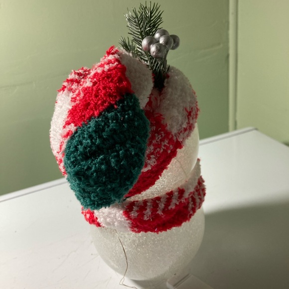 Festive lighted Snowman Holiday Decor with Red Accents - Picture 4 of 6